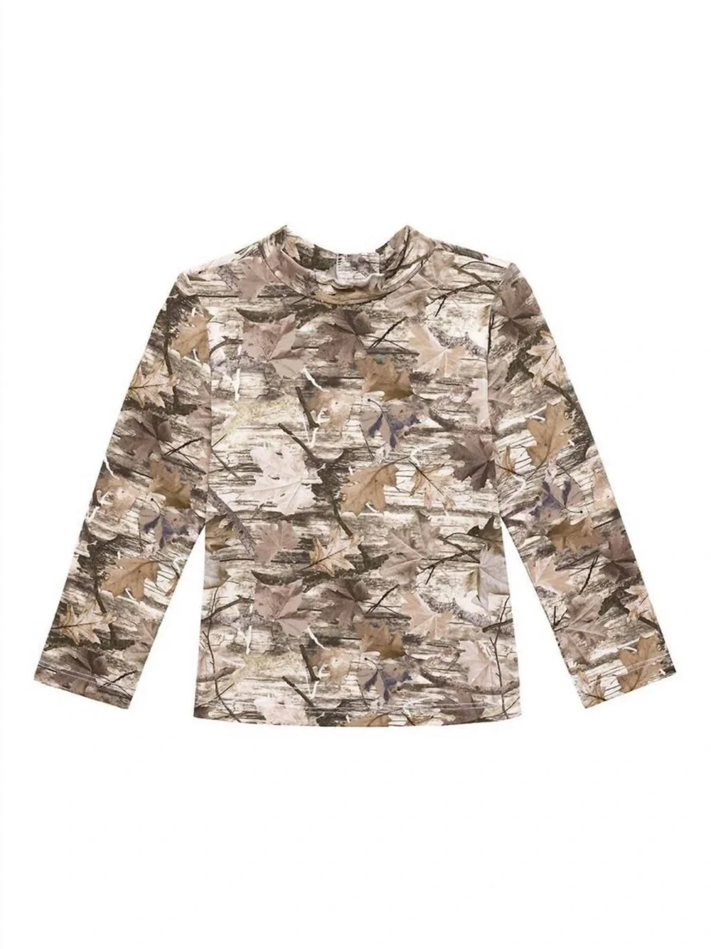 Montce Kids Long-Sleeve Leaf Camo Mini Rashguard Top - Brown & Tan